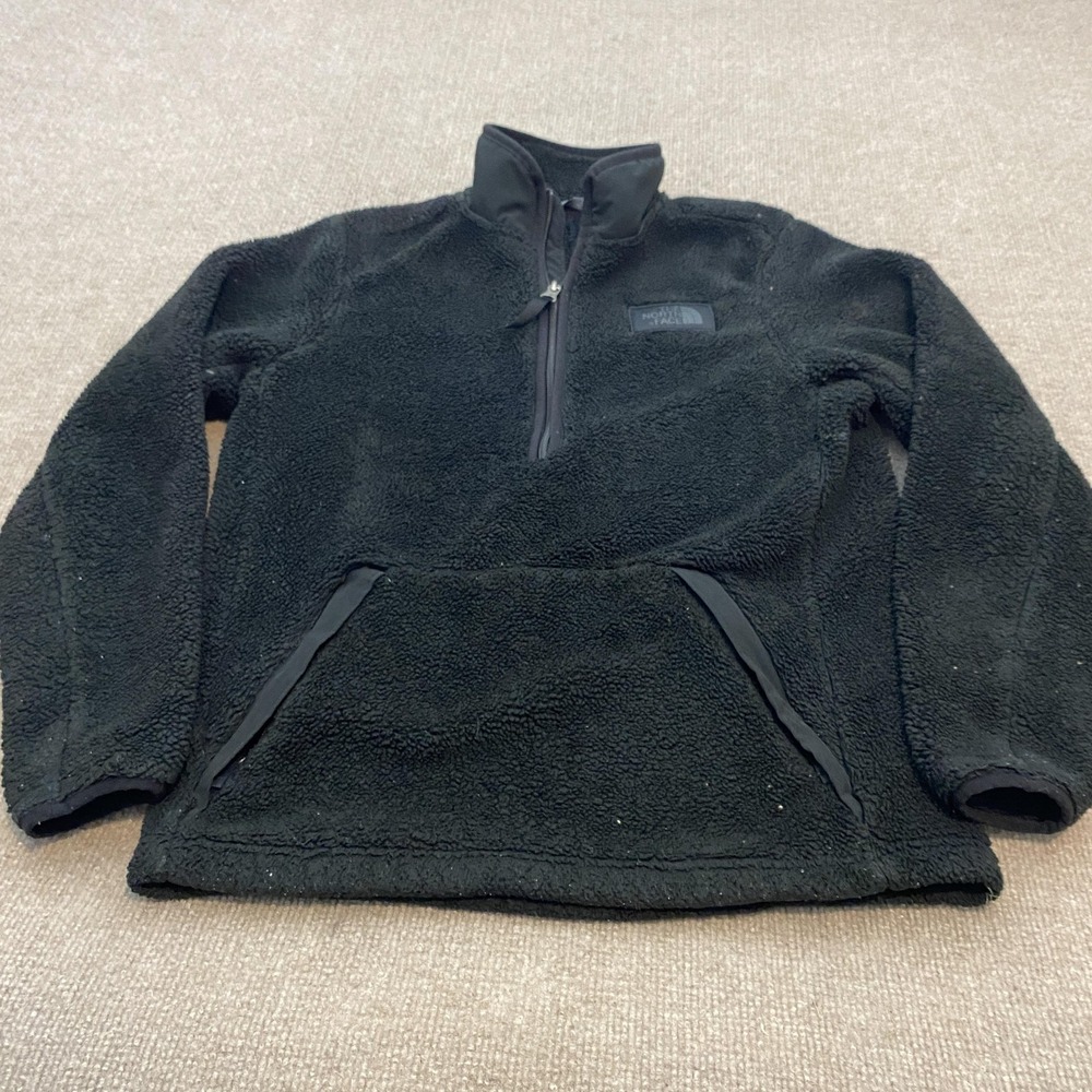 The North Face Jacket Boys Large 14/16 Black Sherpa Fleece‎ 1/4 Zip Pullover
